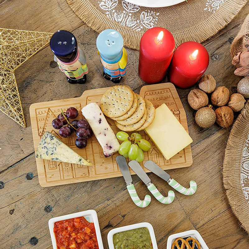 Tabla de cortar de bambú creativa de doble cara multifuncional queso tabla de queso para niños de madera fruta tabla de desayuno tabla de cortar verduras