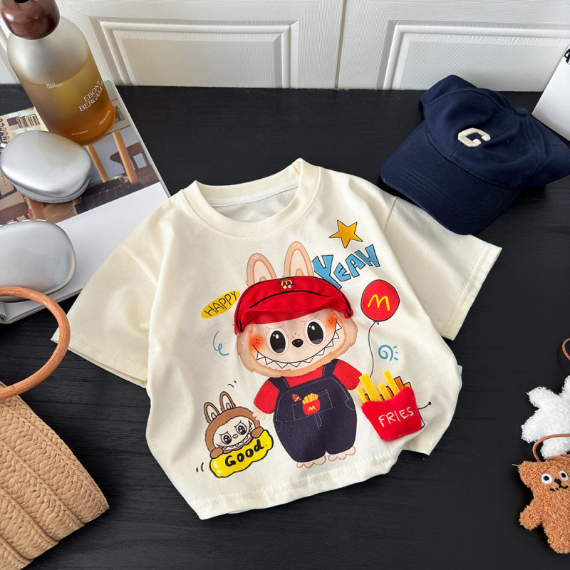 [かわいい立体人形]子供の夏の新しい漫画立体半袖ベビーカジュアルTシャツ洋風人形|undefined