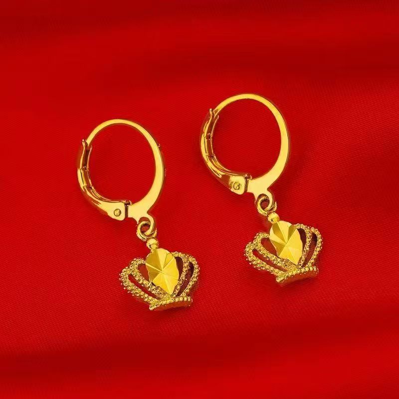 新款沙金饰品女士镂空树叶女款轻奢高级流苏耳环批发爱心耳饰|undefined