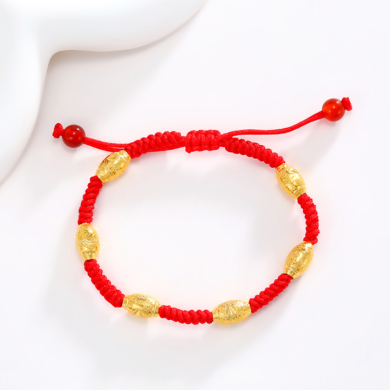 Xuping Pulsera roja artesanal con nudo de dragón – amuleto de la suerte para año zodiacal