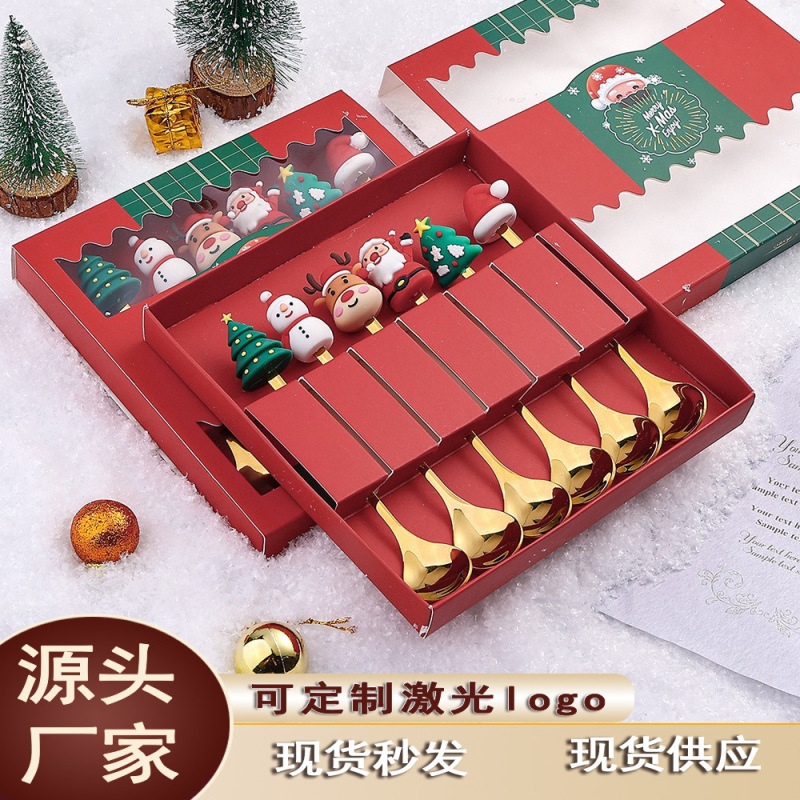 クロスボーダークリスマス食器セットクリスマススプーンフォーククリスマス漫画ステンレス鋼フォークとスプーン高価値のお土産|undefined