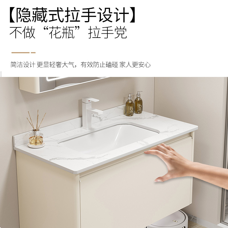 Gabinete de baño cerámico de acero inoxidable grueso integral lavabo de ángulo redondeado lavabo integral gabinete impermeable a prueba de humedad lavabo