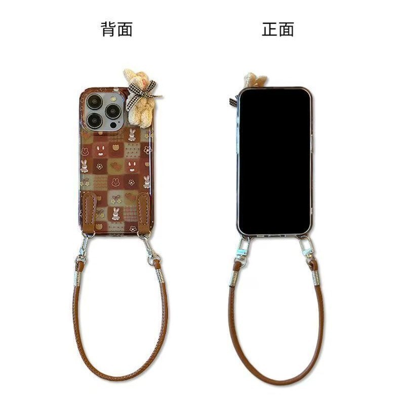 棕色格子兔子公仔适用iPhone17PROMAX手机壳新款16/15/14/13软壳|undefined
