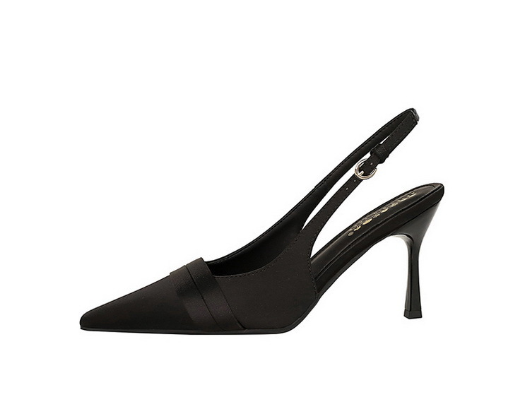 Escarpins élégants à bout pointu en satin avec dos ouvert et bride à la cheville - Escarpins pour femmes pour fêtes et soirées_voghion.com