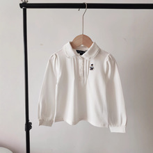 G23秋款 韩版童装国内专柜外贸尾单女童针织翻领长袖衬衣TTHA2338