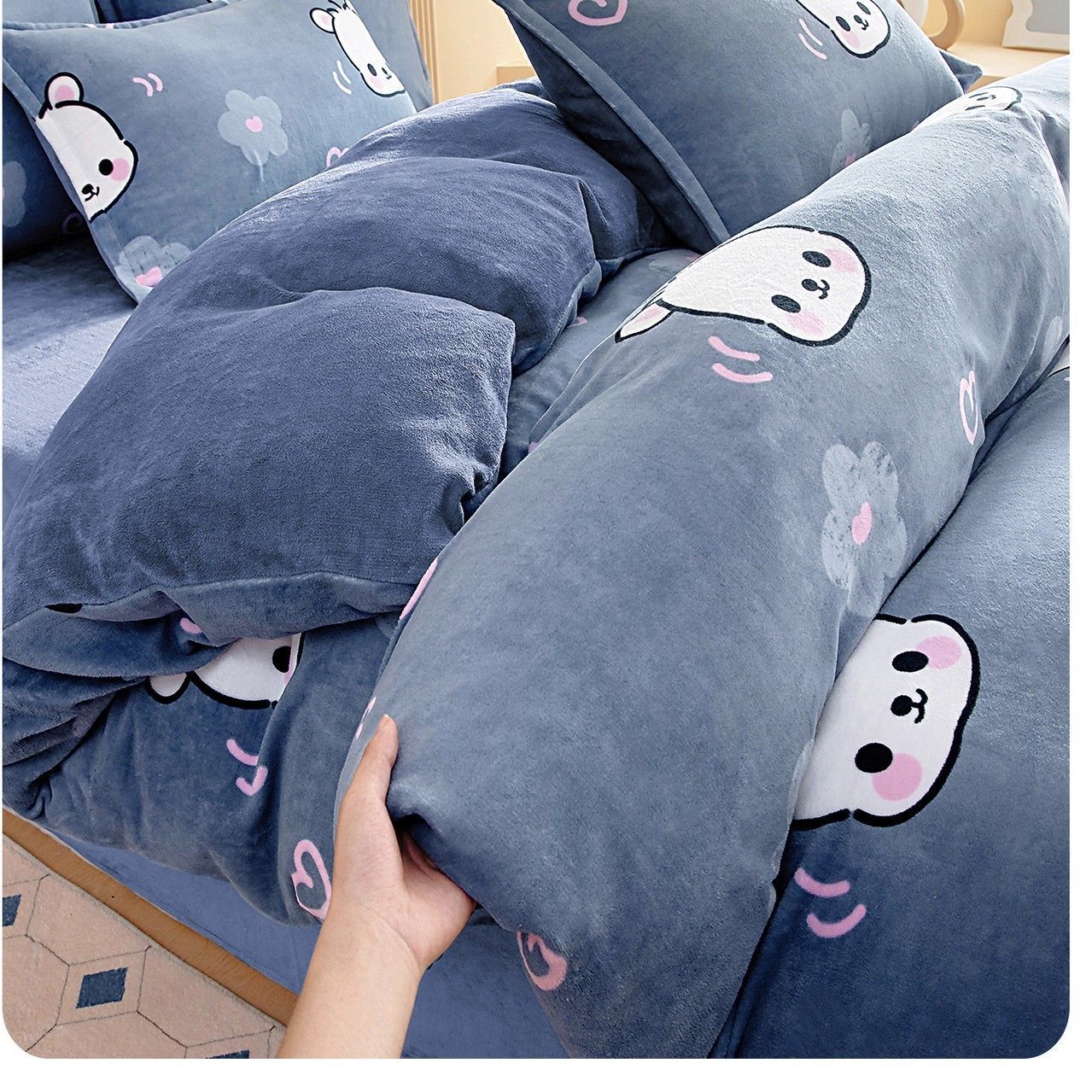 Invierno leche edredón cubierta de una sola pieza de franela de coral hogar con edredón de calor 150x200x230 nuevo