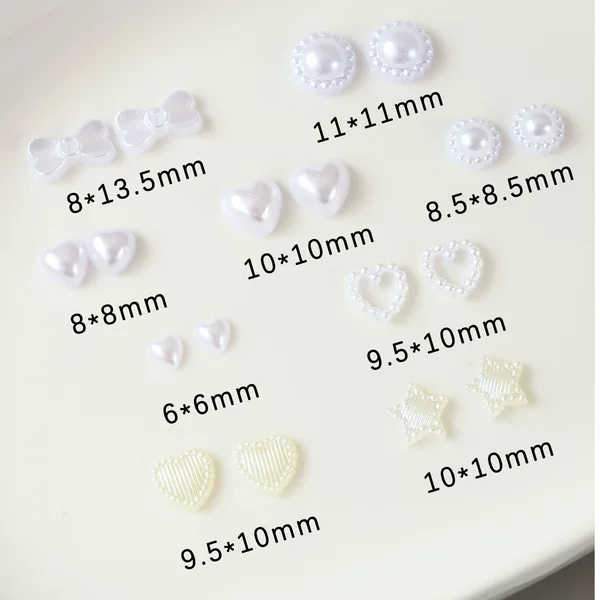 DIY Jewelry Accessories Resin Heart Star Bow Imitation Pearl Mobile Phone Case Hairpin Nail Art Patch Material