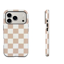ins爆款淡黄白棋盘格防摔壳 苹果15/16/17三星通用菲林手机保护套