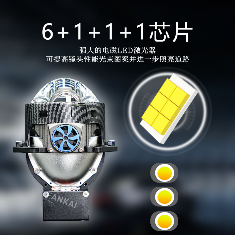 P3 dientes de cobre doble ventilador tres lentes láser directas 3 pulgadas adaptadas delanteras LED de alta potencia lente de doble luz