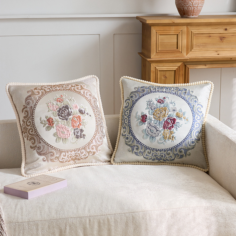Almohada clásica simple y de alta gama Almohada ligera de lujo Tela antigua Cama Sala de estar Sofá Funda de almohada Cojín con núcleo