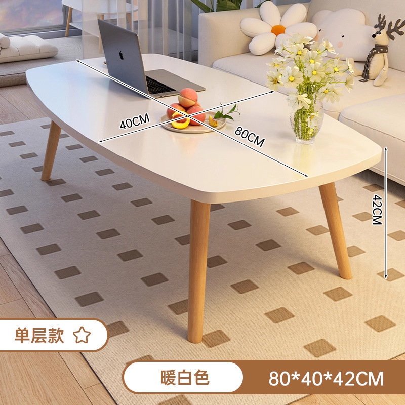 【정사각 단층】 따뜻한 흰색 + 원목 다리 80CM