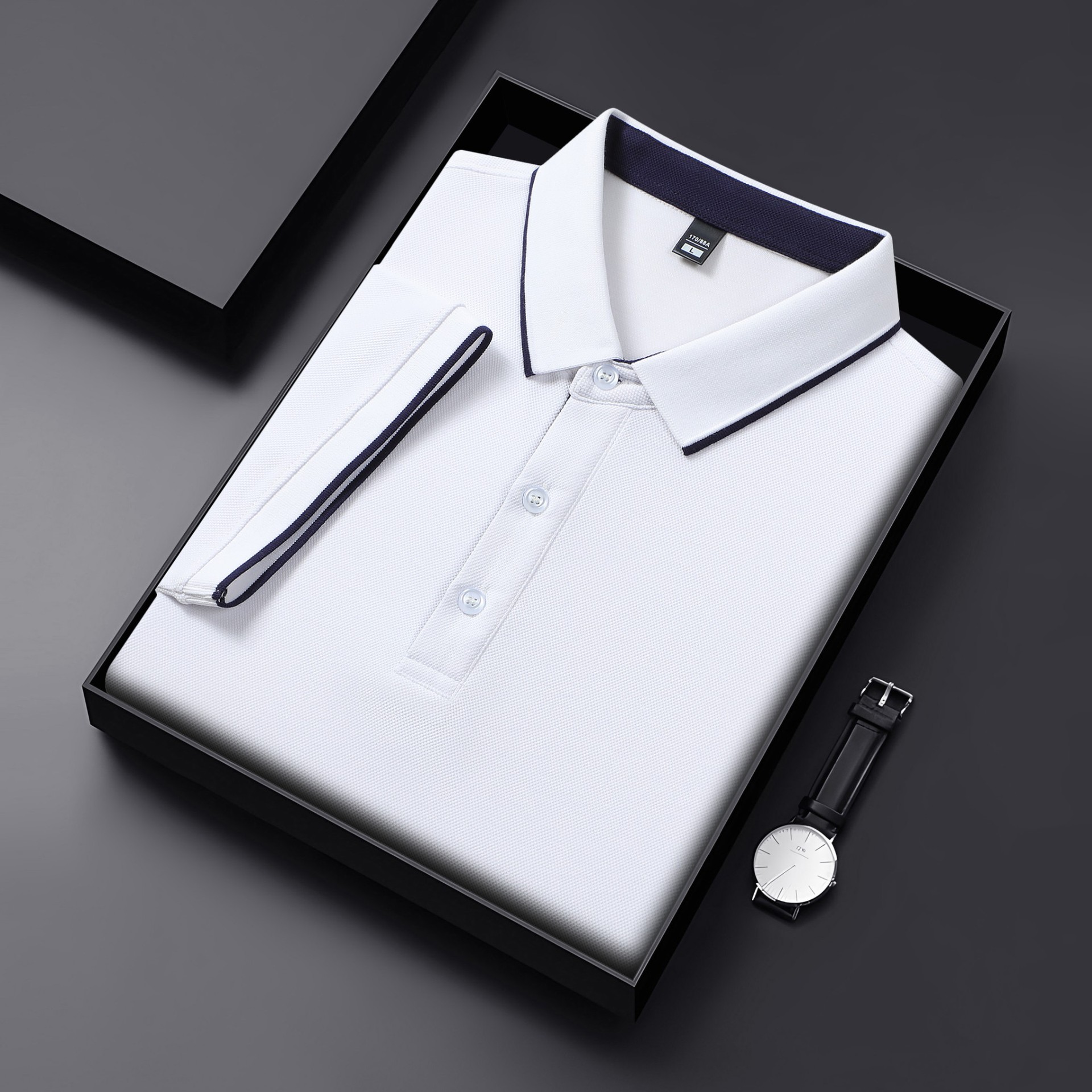 Peso pesado 220g 7A antibacteriano 65 algodón abalorios grandes contrastes de color cuello secundario en vivo camisa POLO caliente camiseta de manga corta