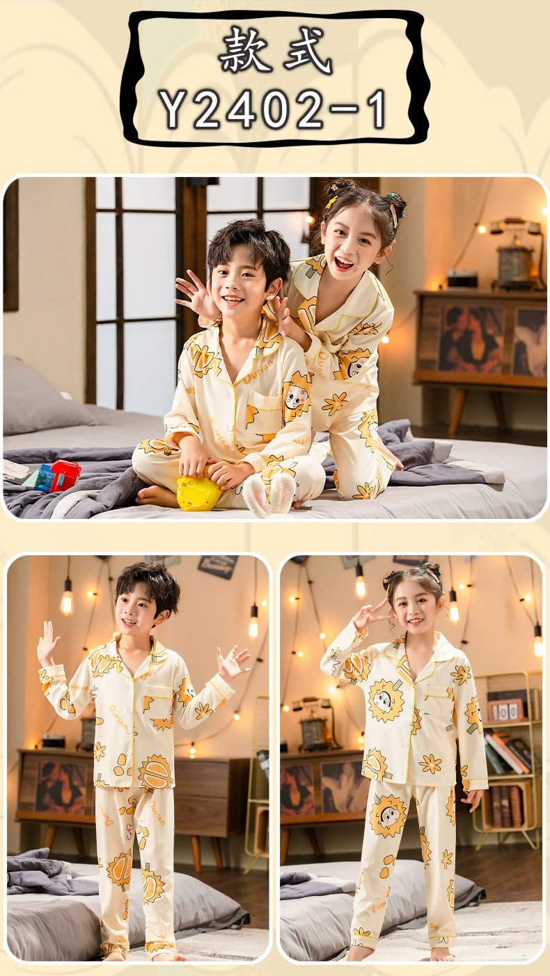 Spring Autumn Children Pajama Set Cartoon Kids Nightwear Pijama Boys Cute Girl Homewear Cardigan Students Clothes Wholesale Sleepwear & Robes cheap