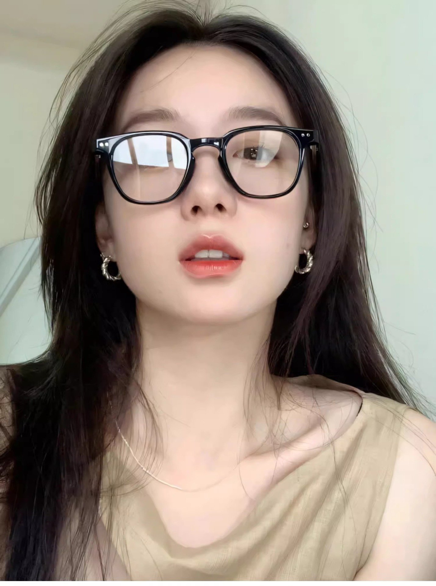 Gm Acetate Square Glasses Black Frame Slimming Bare Face Style_voghion.com