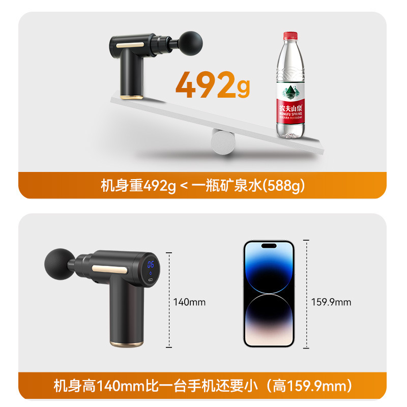 Minhuang 筋膜ガン ミニ ポータブル クロスボーダー ギフト コンパクト ポケット サイレント マルチヘッド マッサージャー 5 スピード LCD スクリーン|undefined