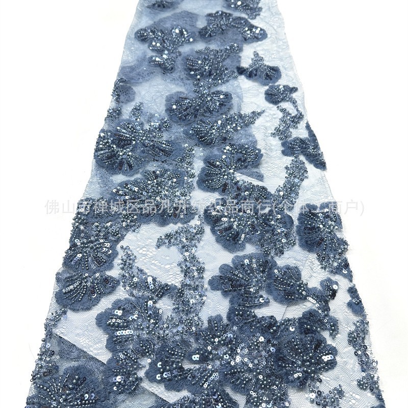 3D estereoscópio contraposición perlas tela de encaje vestido de boda ropa de moda tela de vestido comercio exterior transfronterizo mayorista image 3