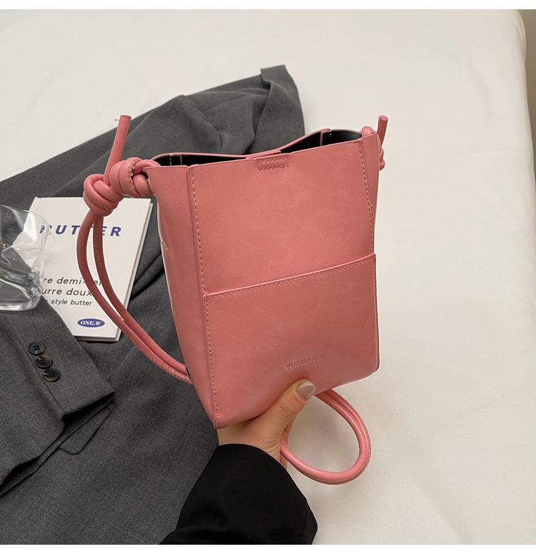 2025 Summer Popular Mini Small Bags for Women New Solid Color Foreign Style Crossbody Bag Korean Style Textured Bucket Bag
