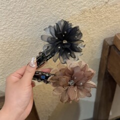 韩国东大门新品花朵说钻压夹高级感仙女甜美盘发发夹时尚慵懒抓夹