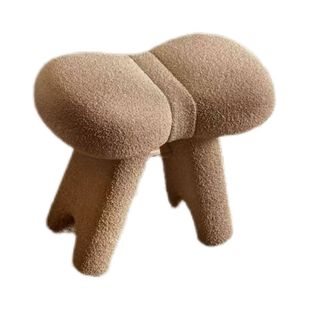 Living Room Trendy Stool Sofa Home Bedroom Low Stool Simple Cream Bench Lambswool Makeup Shoe-Changing Dressing Stool