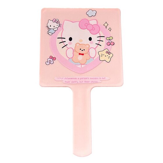 Original Handheld Mirror Sanrio Portable Hand-carried Makeup Mirror Student Dormitory Square Handle Mirror Home