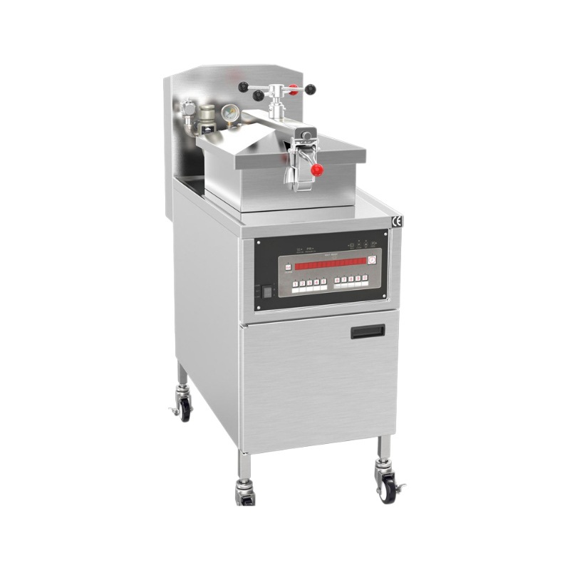 Freidora de pollo a presión estadounidense comercial con sistema de filtro de aceite freidora eléctrica de acero inoxidable estadounidense freidora de pollo a presión
