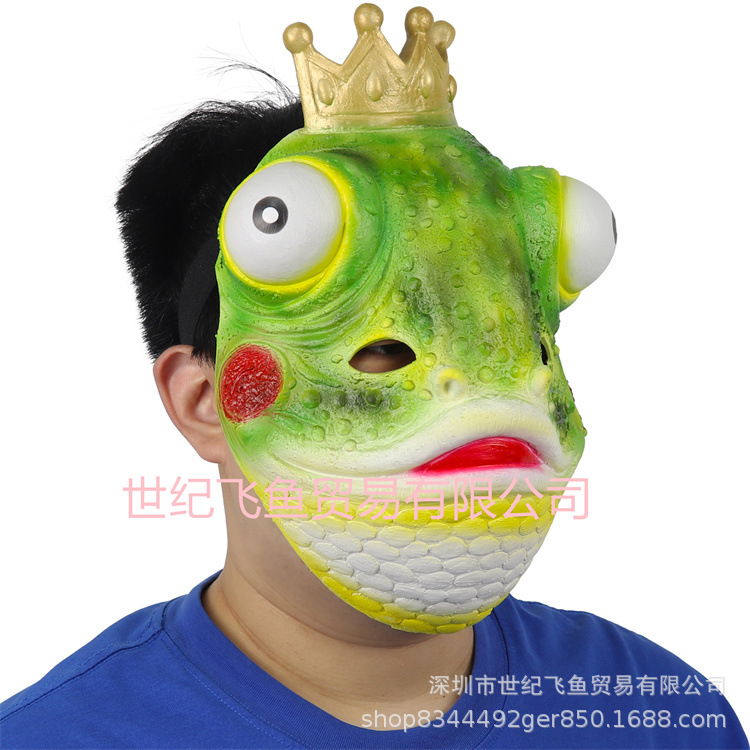Mascarada de Halloween látex Rana media cara máscara Internet celebridad TikTok adulto rendimiento etapa animal sombrerería