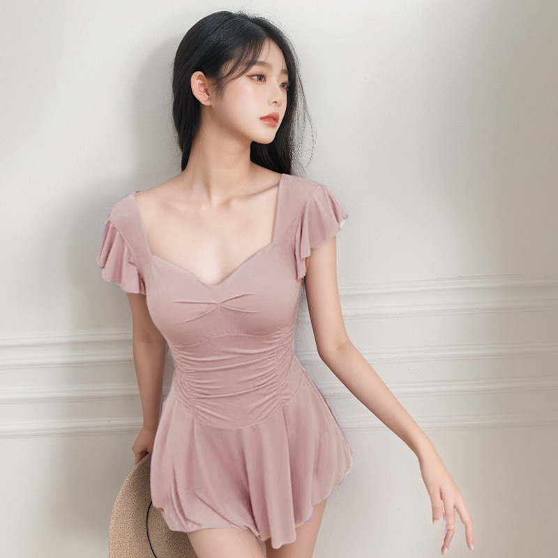 Traje de Baño Enterizo Sexy para Mujer, Estilo Falda, Elegante y de Alta Gama, Disimula la Barriga, Ideal para Aguas Termales, Venta al por Mayor