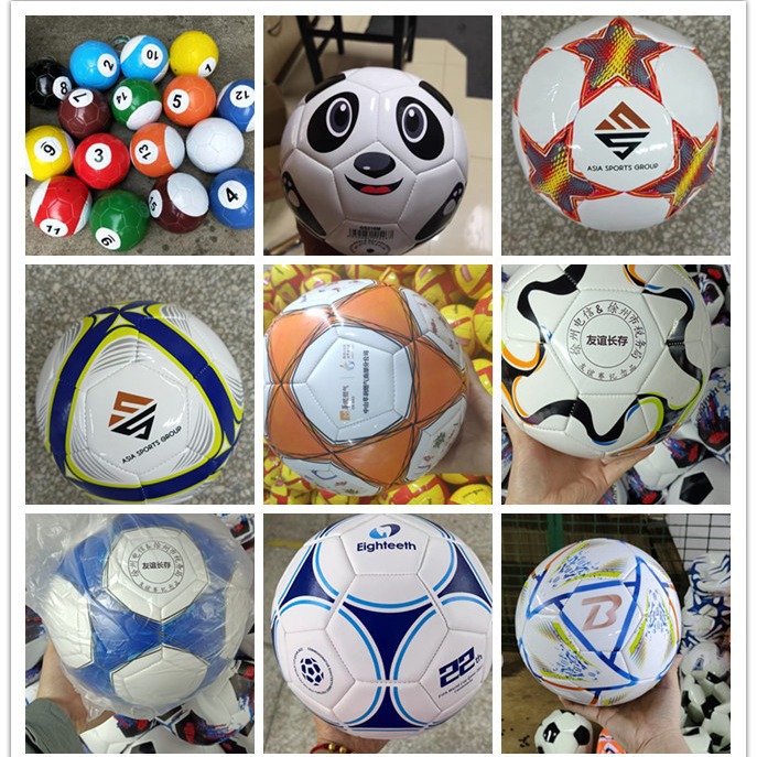 Fábrica de procesamiento 5 logotipo personalizado 4 estudiantes de primaria y secundaria en blanco y negro máquina de coser fútbol personalizado al por mayor