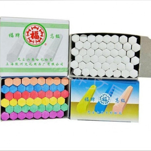 Shanghai Fu Brand Chalk White Colorful Kidsren's Blackboard Newspaper School Household White Chalk Hexagonal Chalk Wholesale