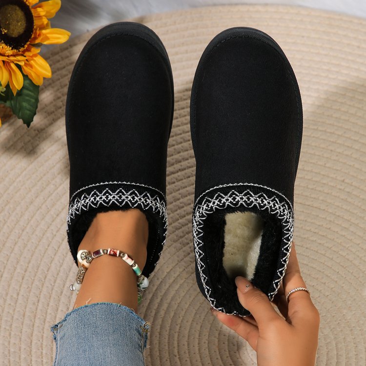 Women's Shoes Snow Boots Snow Boots Men And Women Large Size Flat National Wind Lazy Man A Slip-on Head Warm Cotton Slippers Snow Boots_viptrois.com