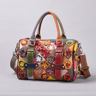 (Cross-border trading), one-shoulder bag, genuine leather, flowered