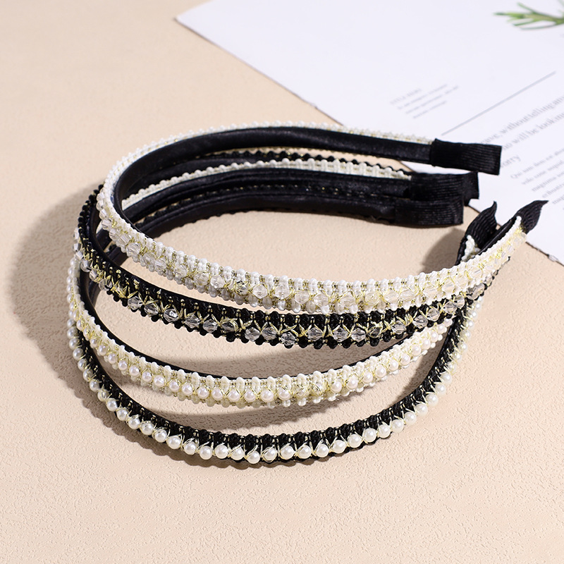 Fashion Geometric Imitation Pearl Inlay Rhinestones Hair Band 1 Piece display picture 1