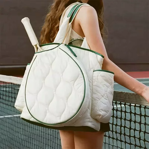 Cross-border Wholesale Waterproof Down Quilted Peak Ball Backpack Women Professional Badminton Portable Shoulder Bag Tennis Bag