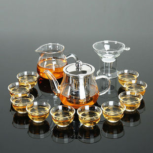 Heat-Resistant High-Temperature Glass Tea Set for Home Use, Complete Set of Cups, Teapot, Teacup Set, Kung Fu Tea Cup, Lidded Bowl Cup