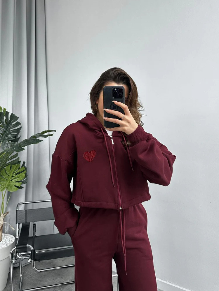 New Cross-Border European American Style Casual For Women With Heart Print Hoodie, Drawstring Shorts, Sweatshirt, And_ecoleips.com