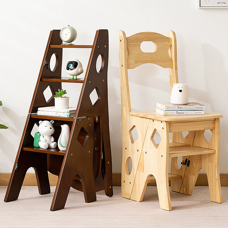 Solid wood ladder family home ladder folding ladder ladder stool can be used as a chair multifunctional dual -use ladder staircase step