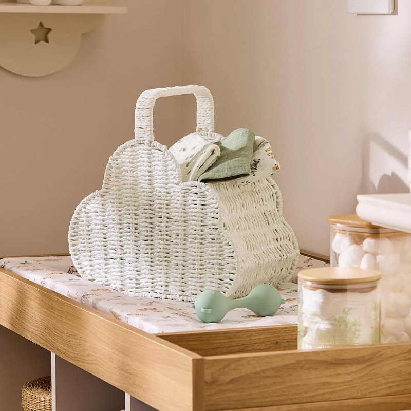 Cestas de almacenamiento de cuerda de papel nórdica tejida en forma de nube Cestas de picnic para niños Cestas de flores tejidas a mano