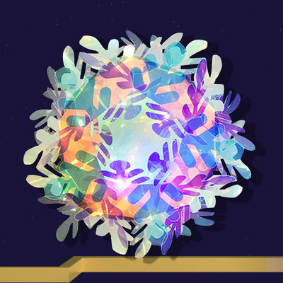 节日装饰灯镭射雪花灯led炫彩PVC夜市摆摊金光膜diy儿童手提花灯|ms