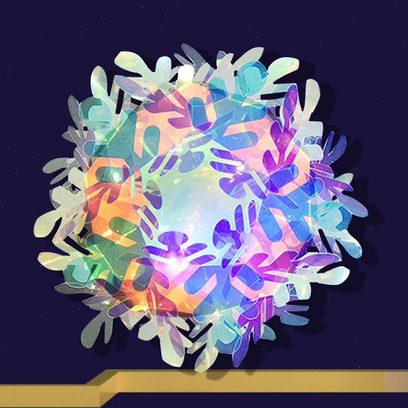 节日装饰灯镭射雪花灯led炫彩PVC夜市摆摊金光膜diy儿童手提花灯|ms