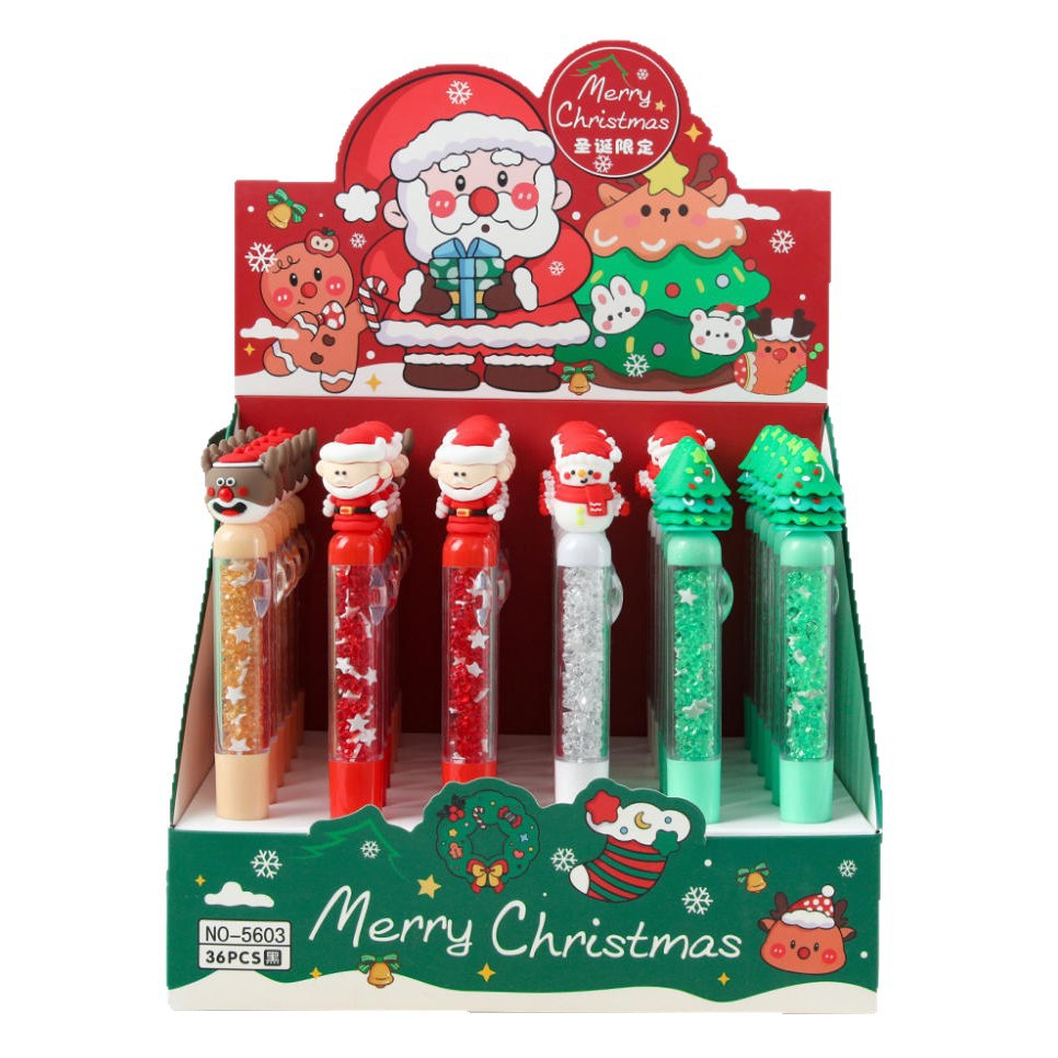 Papelería de Navidad debe ser un bolígrafo de goma de dibujos animados de alto valor creativo para regalos de Santa Claus