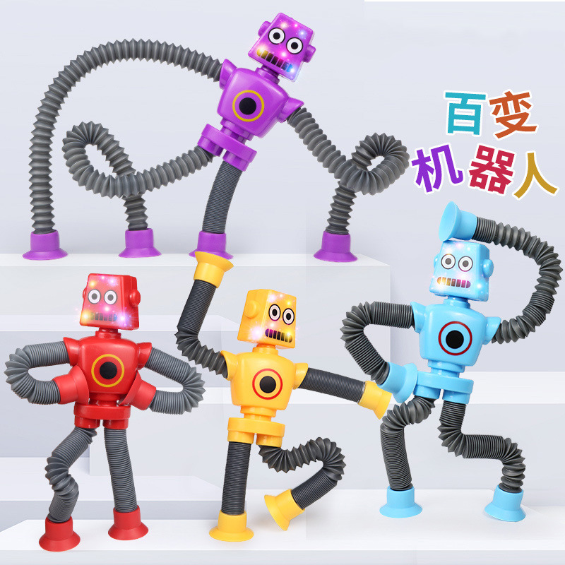 Inteligencia robótica nueva, peculiar, luminosa, cambiante, ventosa de dibujos animados de tubo telescópico, interacción padre - hijo para descomprimir juguetes infantiles