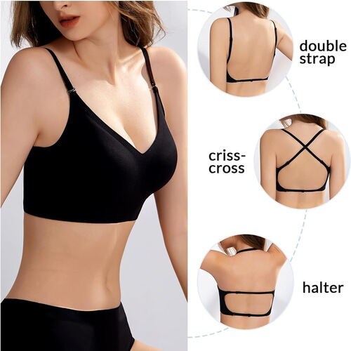 Bestselling invisible back bra for women, thin U-shaped beauty back strapless bra with multiple wearing methods, comfortable underwire bra