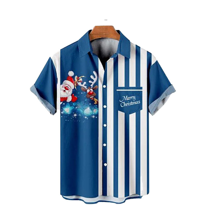 Camisa de talla grande para hombre de comercio exterior europeo y americano transfronterizo 3D impresión digital moda de manga corta bolsillo casual para hombre