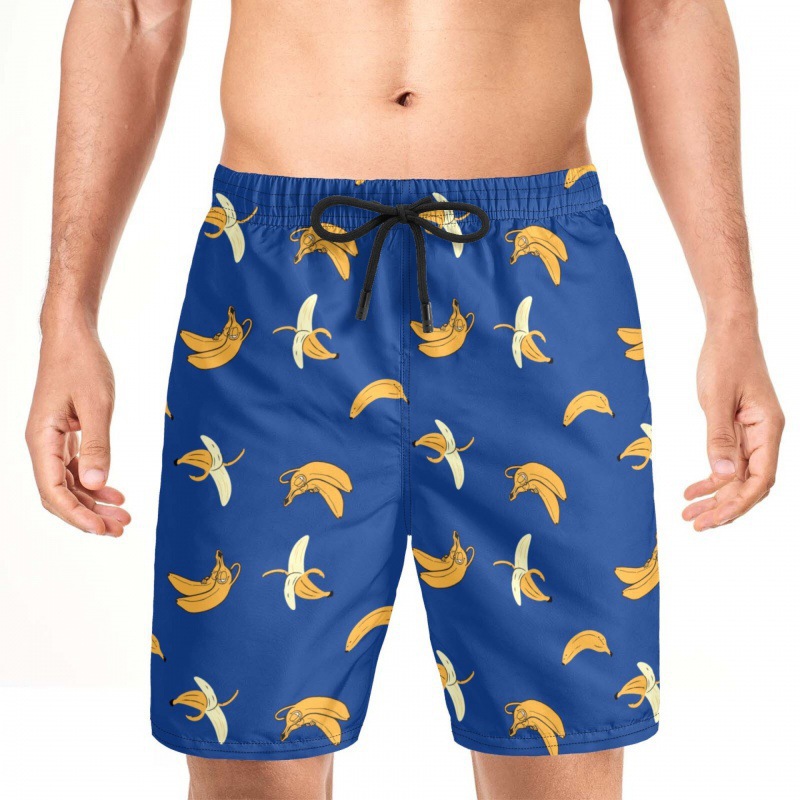 New cross-border hot-selling men's shorts beach pants 3D digital personalized casual banana shark print men's shorts