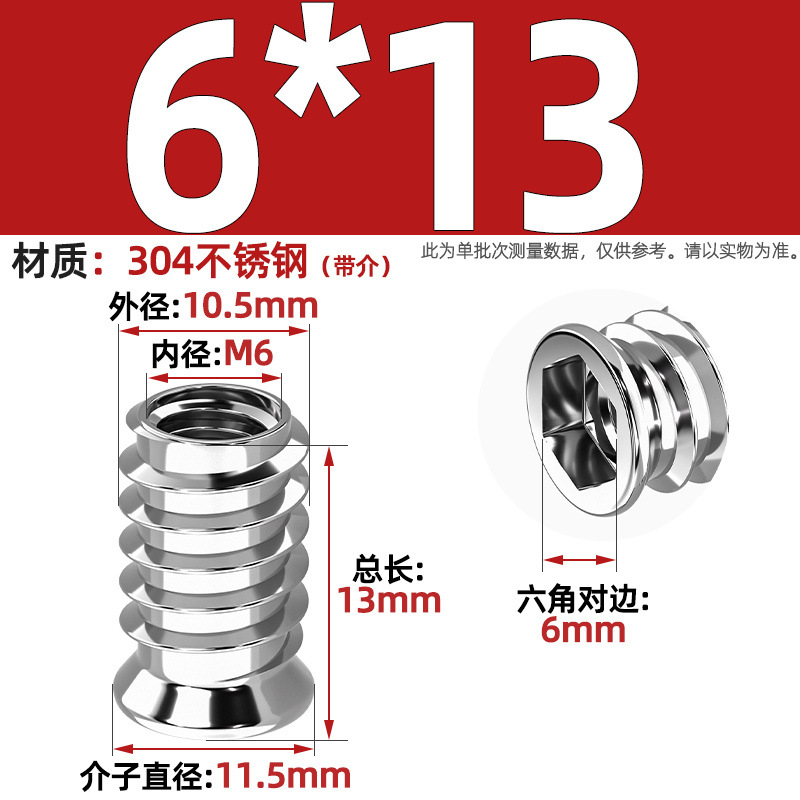 Tuerca de dientes internos y externos de carpintería cabeza hundida tuerca de muebles hexagonal interior pieza incrustada tapa de tornillo trapezoidal mm4m5m6m8m10
