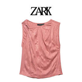 ZARK 欧美新款反绒皮扭褶肩部上衣 跨境外贸女装批发 2546710172