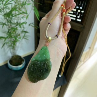 Hetian jade apple green blue color fresh green, fine texture, Seiko carving,