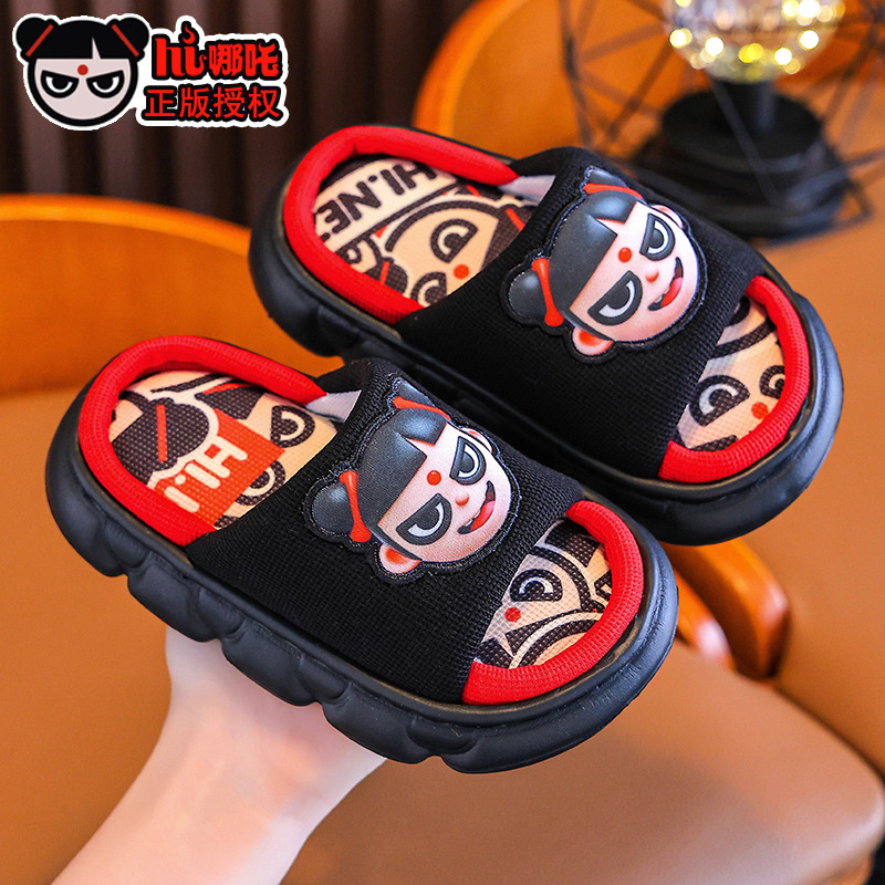 Nezha primavera y otoño sandalias y zapatillas de lino para niños antideslizantes para niños y niñas