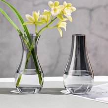 手工玻璃花瓶透明插花水培花器轻奢餐桌客厅新中式禅意水养观音瓶