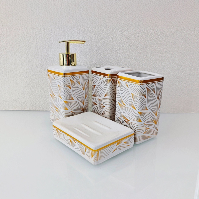 Decal Ceramic Flower Pot Small Square Cactus European Style Desktop Ornaments Creative Personalized Decorative Simple Bronzing with Holes